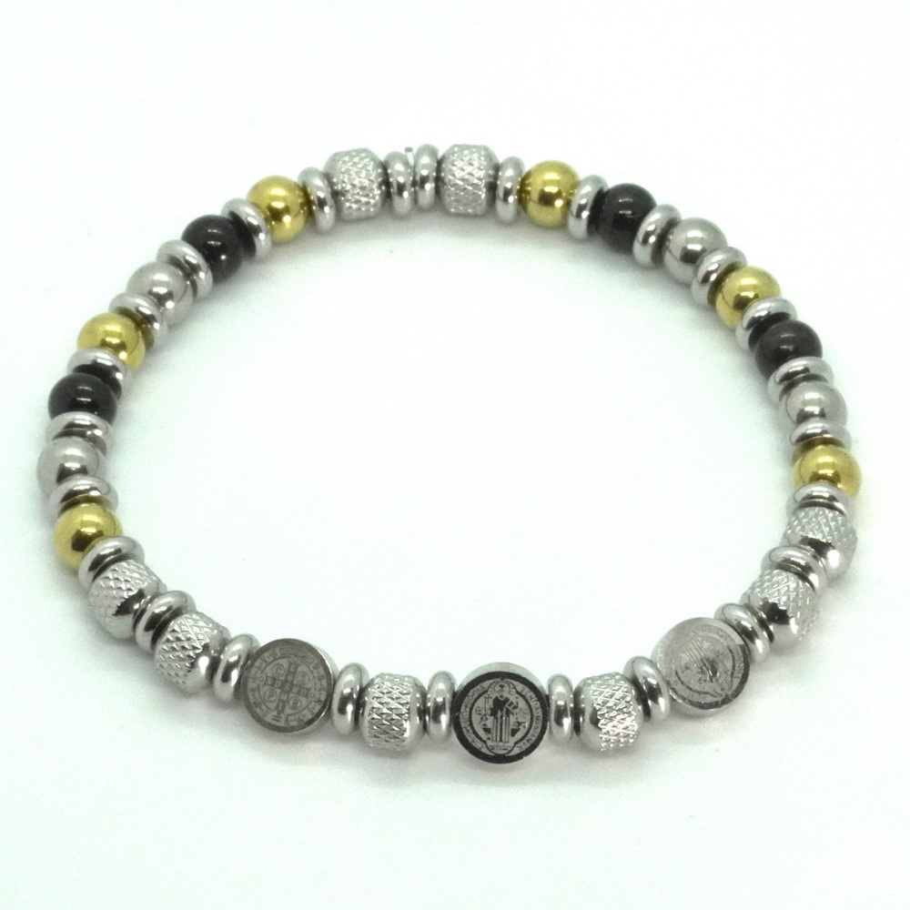 6mm Stainless Steel Beaded Bracelet #BBR-178 - Picture 2 of 2